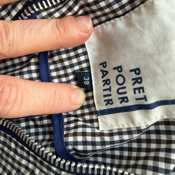 Pret Pour Partir Checkered Transitional Cotton Jacket Oversized Asymmetric Sz38 - Picture 6 of 8